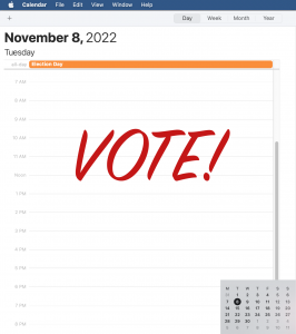 Calendar Nov 8 Election Day VOTE!